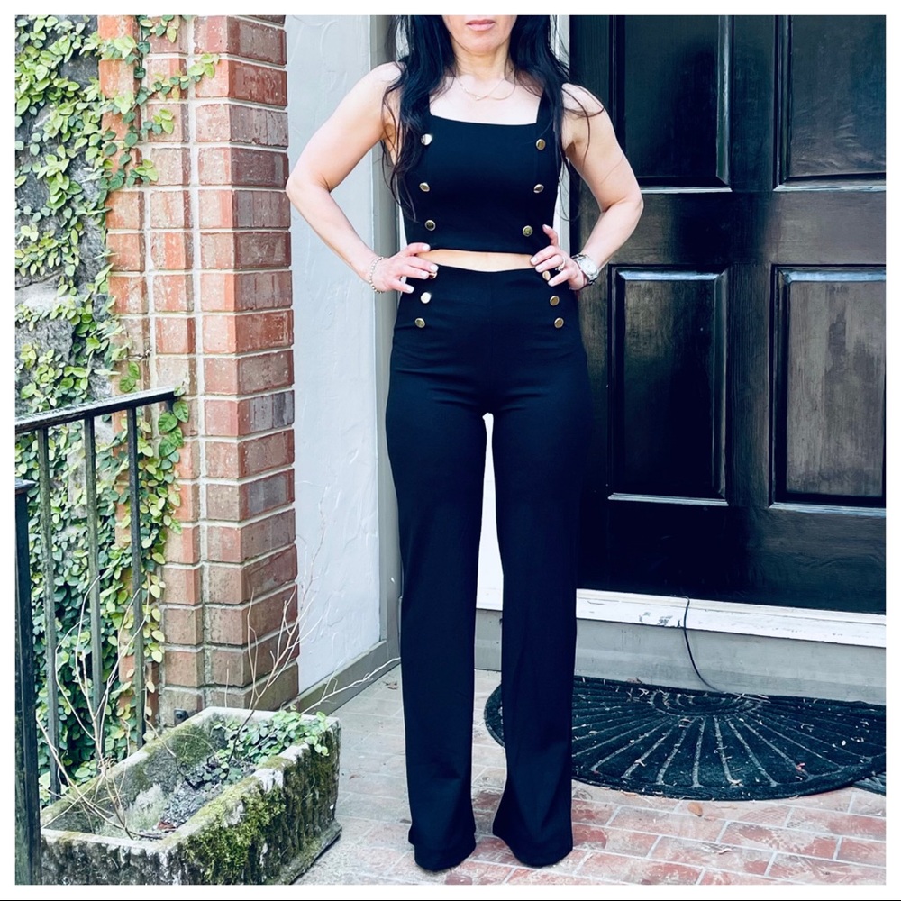 Fabulous sailor style gold buttons wide leg pant - Picture 6 of 8